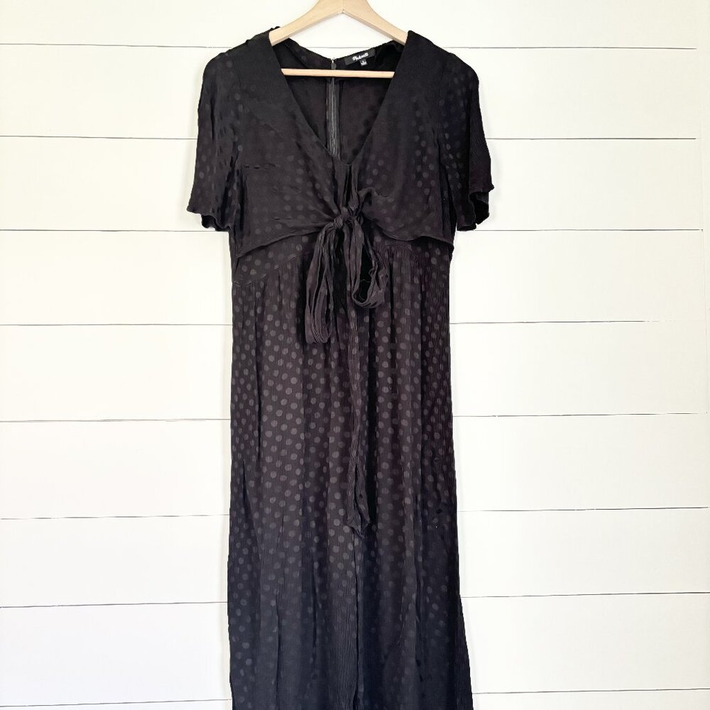 Madewell black wide leg jumper with monochromatic polka dots